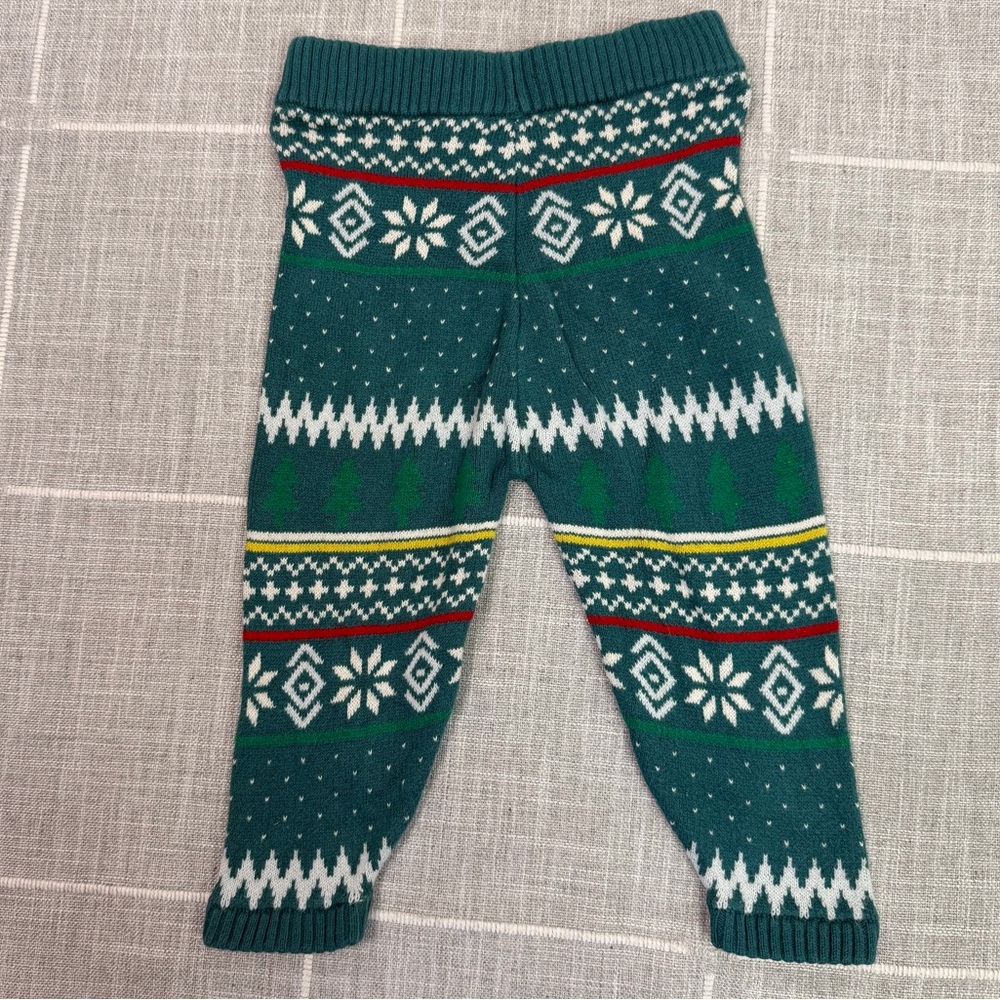 Hanna Andersson Holiday Sweater & Leggings Set 12-18 Months Fair Isle Cotton - Picture 5 of 8